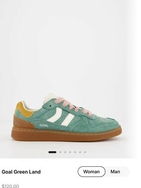 New Coolway Goal Green Land Suede Sneakers with Pink Laces